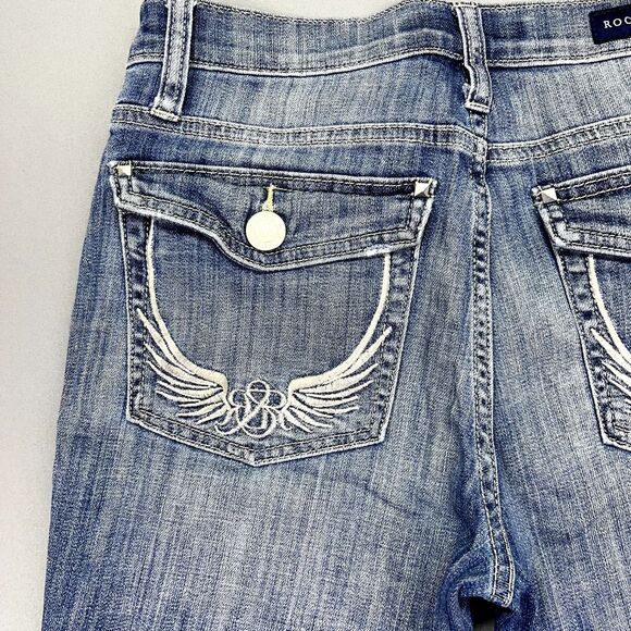 Rock &‎ Republic Slim Straight Jeans Womens Size 8 Light Wash Blue Flap Pocket - Picture 12 of 14